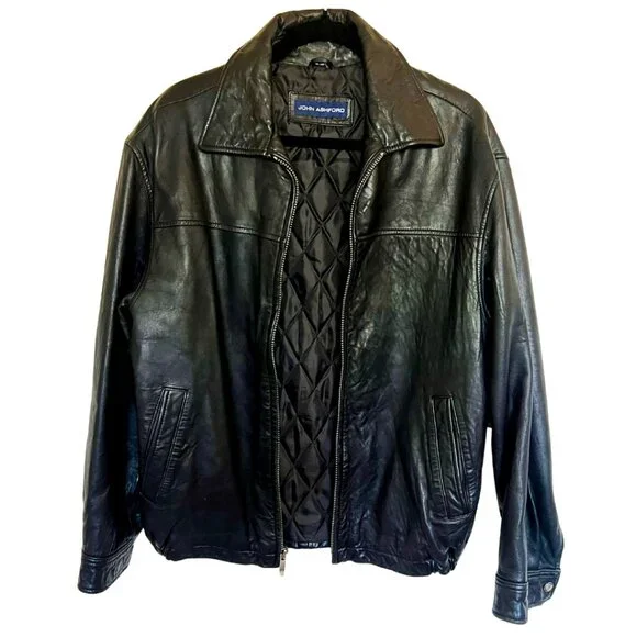 Leather Bomber Jacket | S Quilted Lining Classic Zip Up Coat - Picture 1 of 8